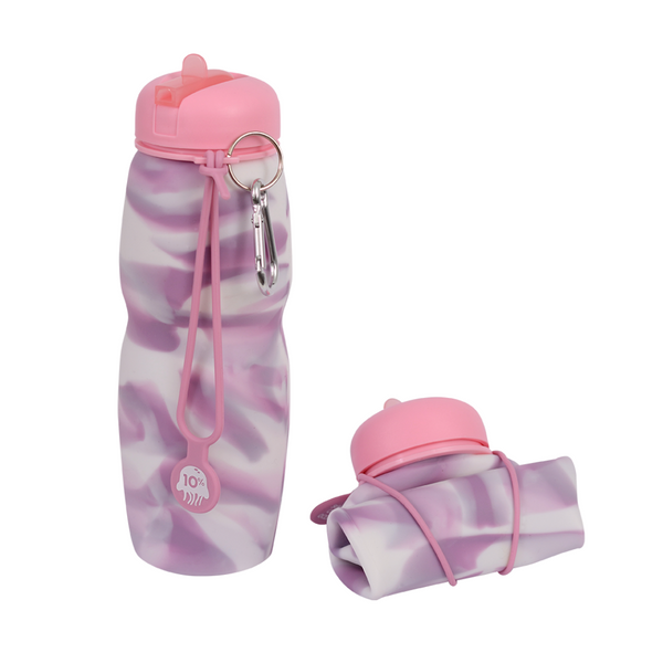 Rolla Bottle Lilac Swirl, Pink + Pink Lilac Collapsible Water Bottle