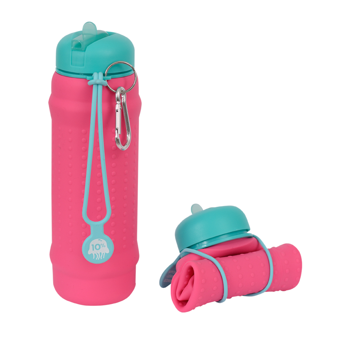 Hot Pink, Teal + Teal, Collapsible Bottle