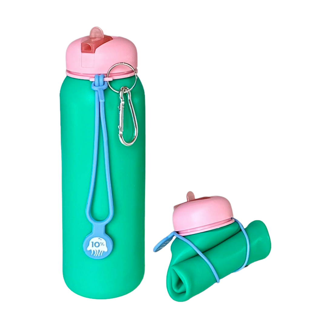 Green, Pink + Dusty Blue, Collapsible Bottle