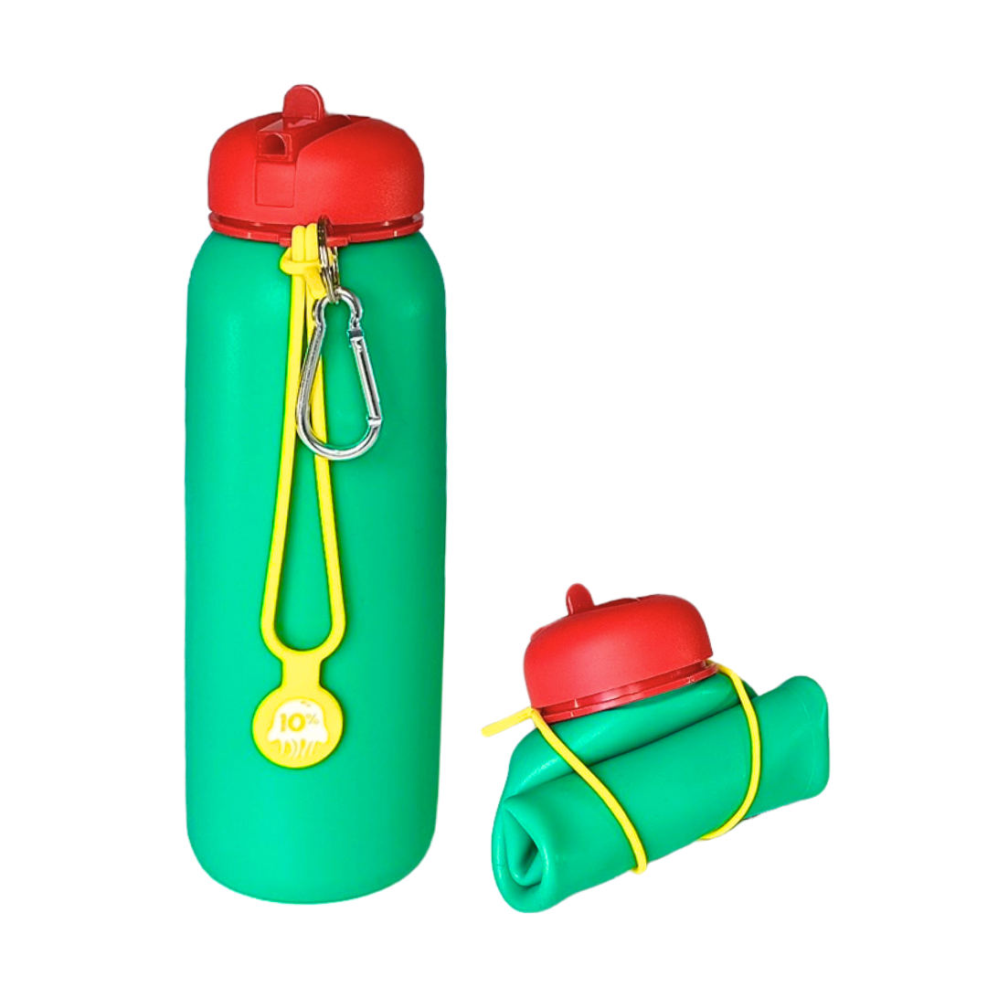 Green, Red + Yellow Collapsible Bottle