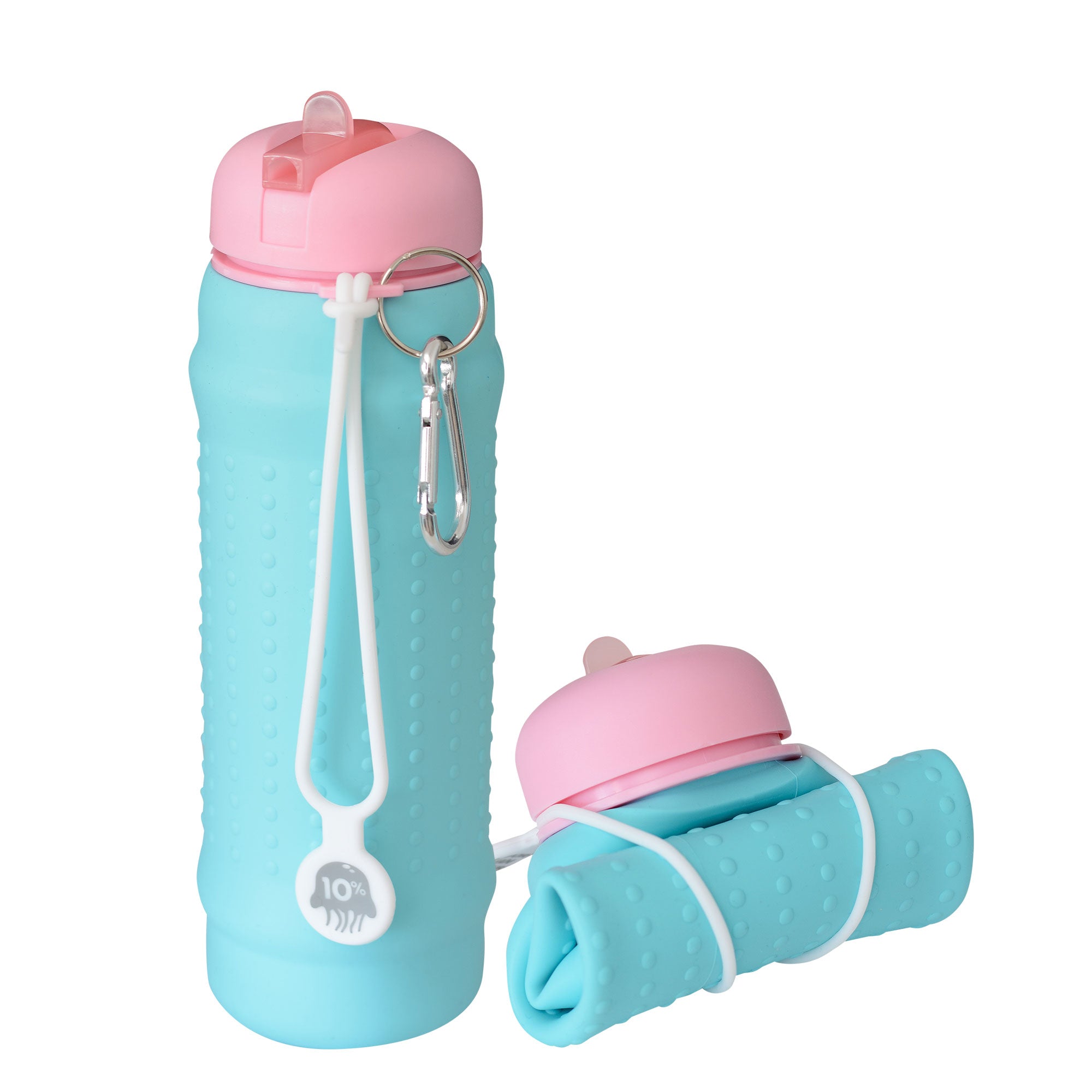 Aquamarine, Pink + White Collapsible Bottle