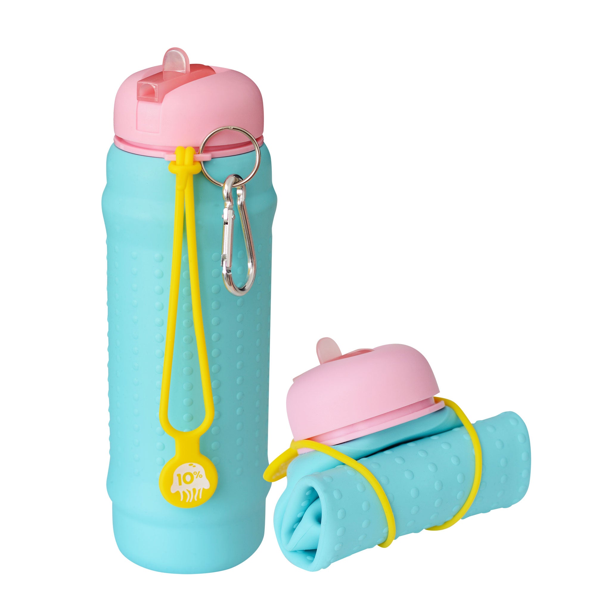 Aquamarine, Pink + Yellow Collapsible Bottle