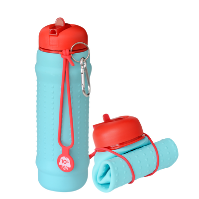 Aquamarine, Red + Ruby Collapsible Bottle