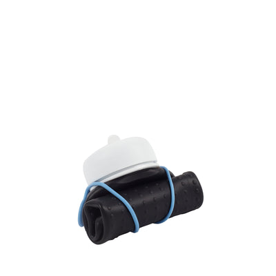 Rolla Bottle - Black, White Lid + Dusty Blue Strap - Rolled