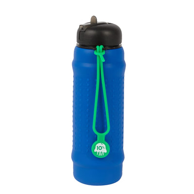 Rolla Bottle - Cobalt, Black Lid + Green Strap