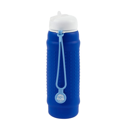 Rolla Bottle - Cobalt, White Lid + Dusty Blue Strap