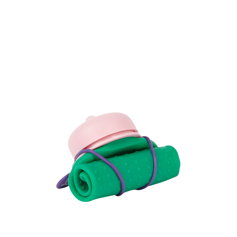 Rolla Bottle - Green, Pink Lid + Violet Strap - tall and rolled