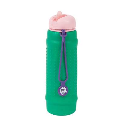 Rolla Bottle - Green, Pink Lid + Violet Strap