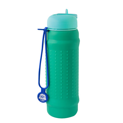 Rolla Bottle - Green, Teal Lid + Cobalt Strap