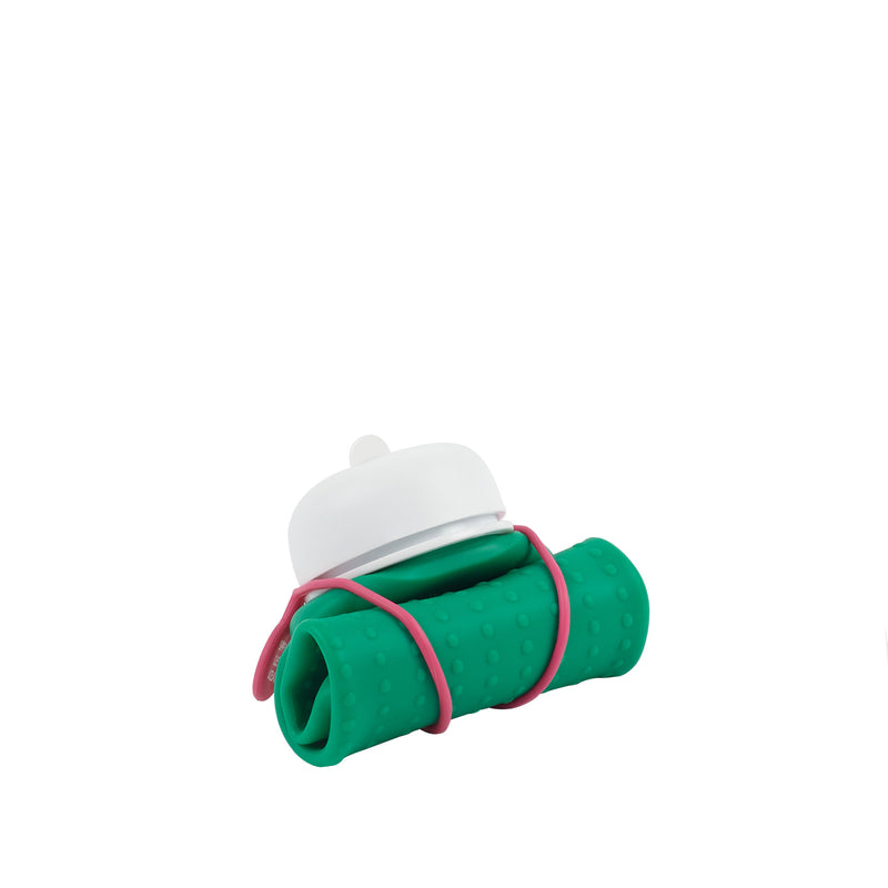 Rolla Bottle - Green, White Lid + Pink Strap