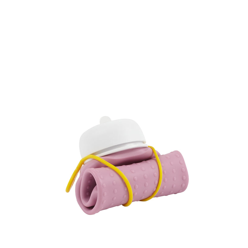 Rolla Bottle Pink Lilac, White Lid + Yellow Strap