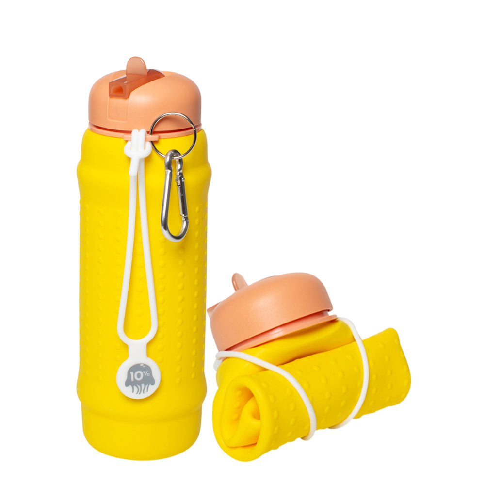 Yellow, Terracotta + White collapsible water bottle