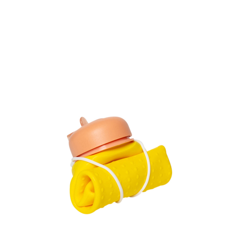 Yellow, Terracotta + White collapsible water bottle