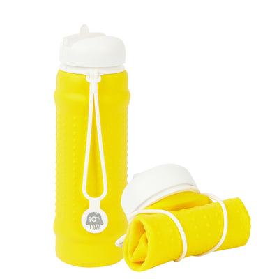 Rolla Bottle - Yellow, White Lid + White Strap - tall and rolled