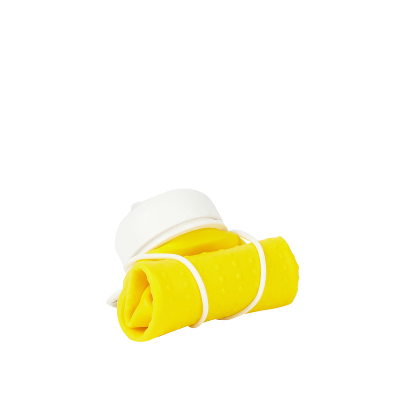 Rolla Bottle - Yellow, White Lid + White Strap - tall and rolled